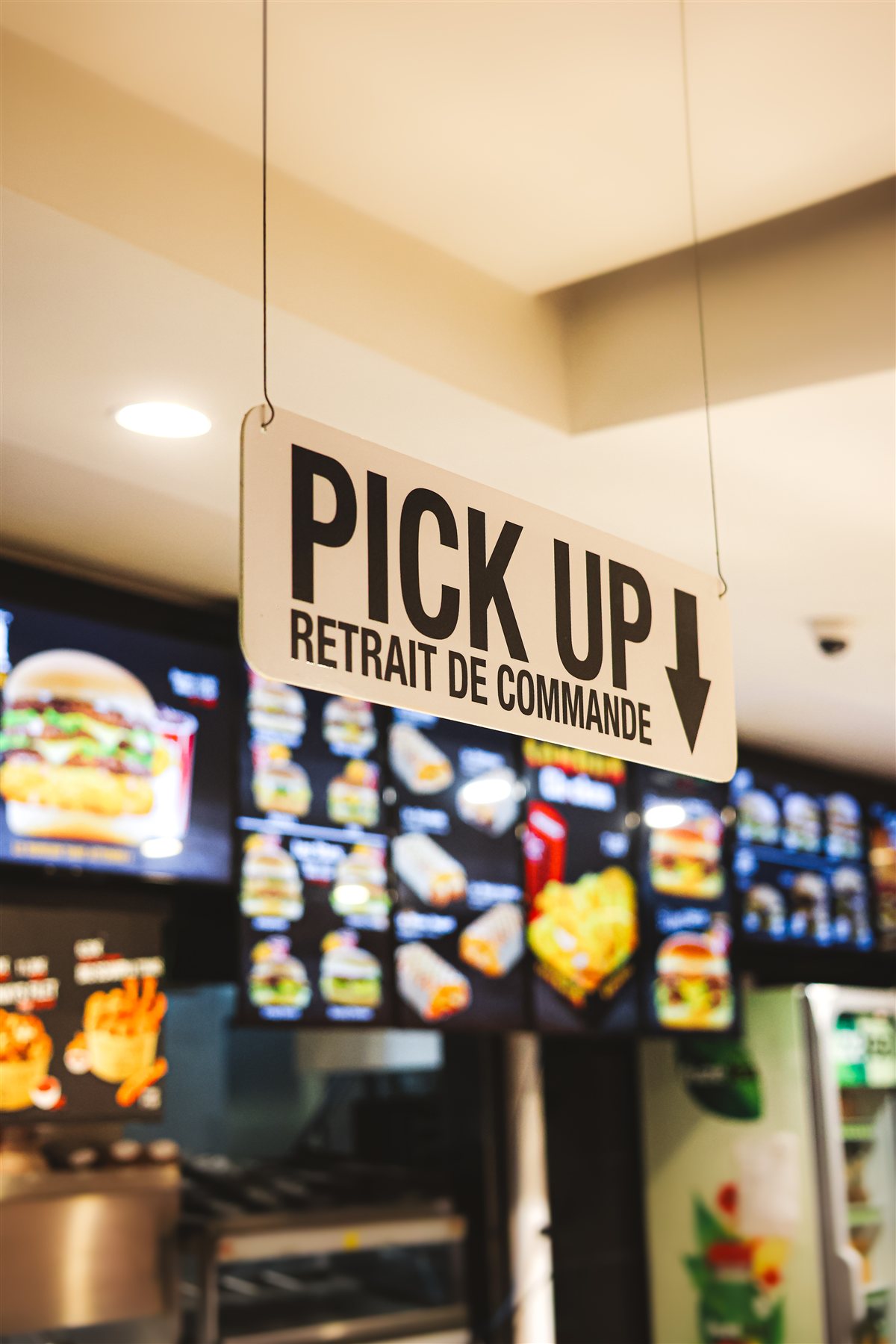 Panneau Pick up, retrait de commande, dans un restaurant Tonton Chami